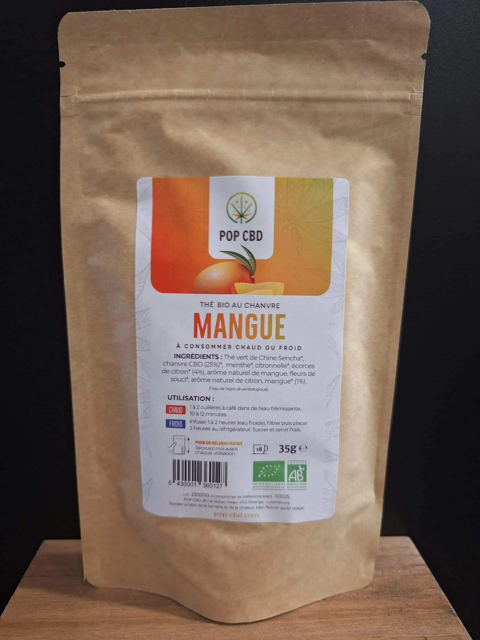 Thé CBD bio mangue