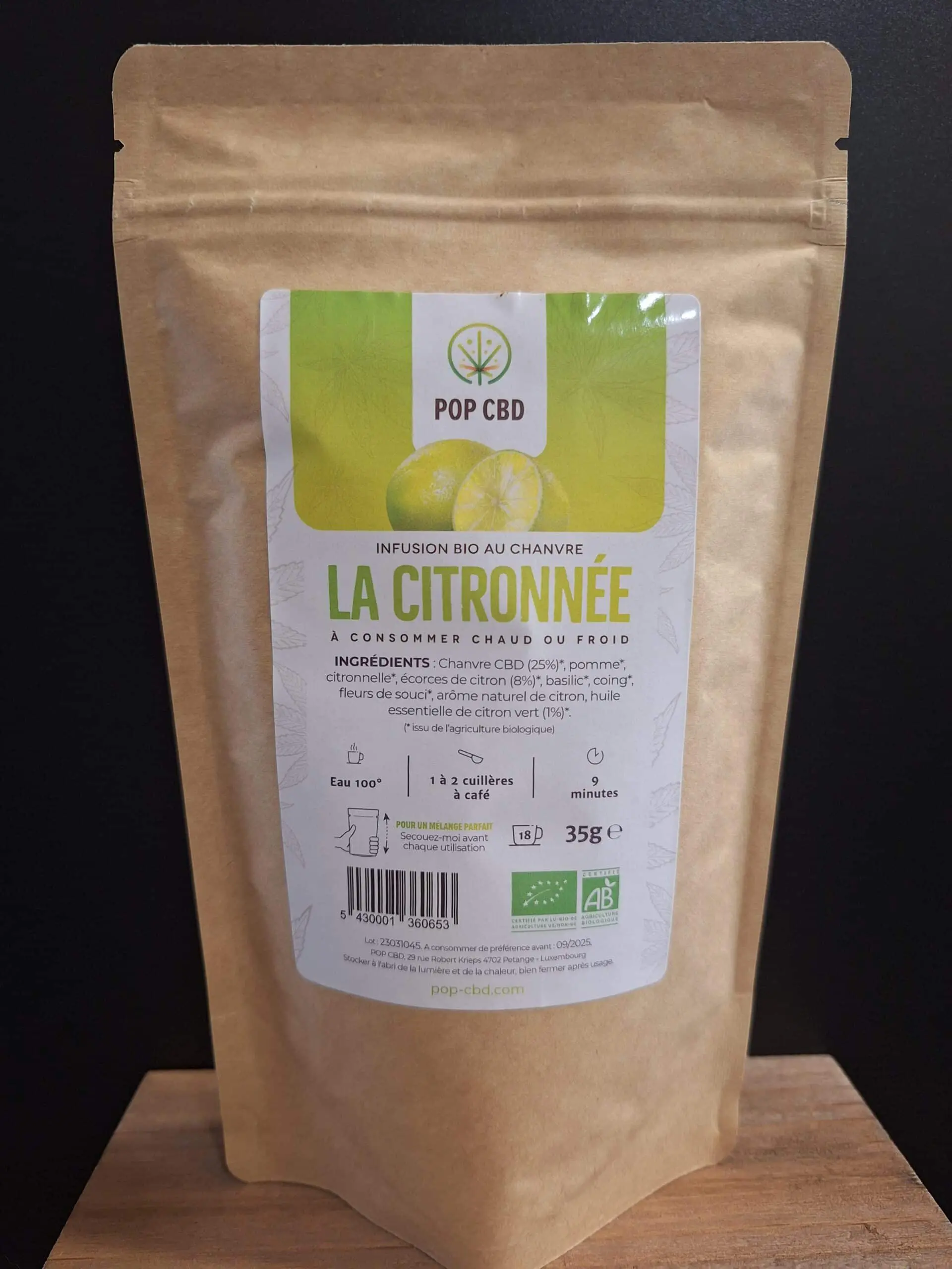Infusion CBD bio la citronnée